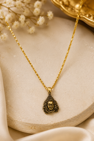 Shiv Face Pendant Necklace with Gold Finish Chain
