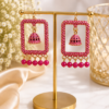 Premium Pink Rectangle Jhumka Earrings Pink Rectangle Jhumka Earrings for Women Designer Artificial Jewellery