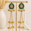 Green Kashmiri Style Earrings for Women with Long Chain Ghungroo