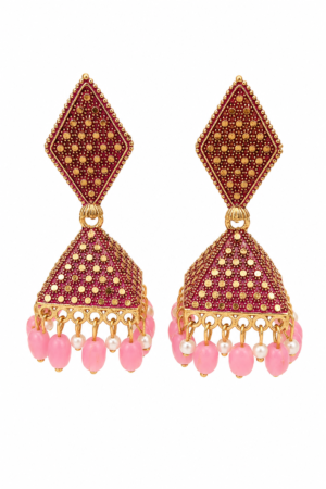 pink jhumka earings for women
