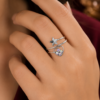 Silver crystal heart star ring for women