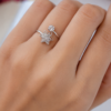 Adjustable silver crystal ring for women