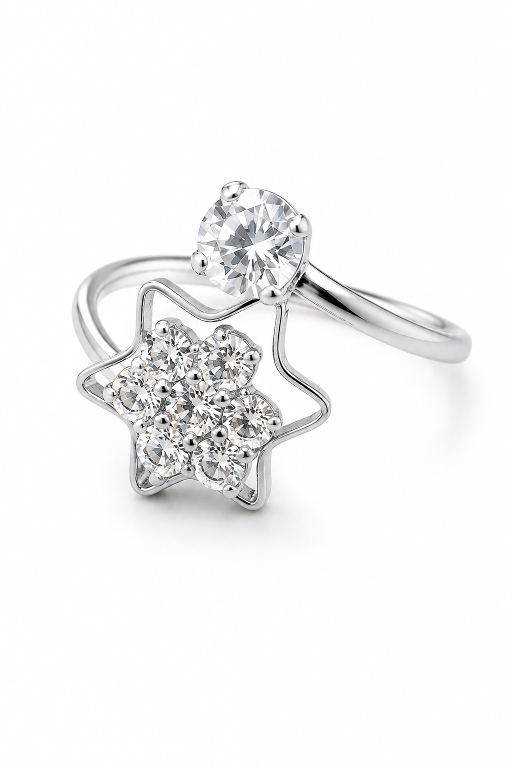 Star Crystal Adjustable Ring Elegant Star Crystal Adjustable Ring for Women