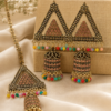 Antique Triangle Jhumka Earrings with Mang Tikka Set for Women