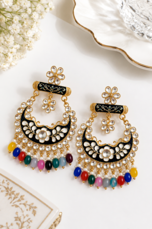Floral Chandbali Earrings for Women Floral chandbali earrings for women with colourful hanging beads