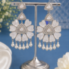 Floral Pearl Drop Earrings Floral pearl drop earrings with white petal and sparkling detailing