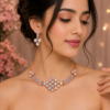 Multicolour choker necklace set with matching earrings for women