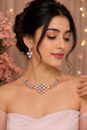 Multicolour Choker Necklace Set Multicolour choker necklace set with matching earrings for women