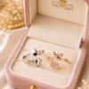 Silver and Rose Gold Adjustable Ring Set Silver tone open ring and rose gold floral adjustable ring set