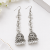 Long Pearl Jhumka Earrings for Women Long pearl jhumka earrings with detailed traditional dome design
