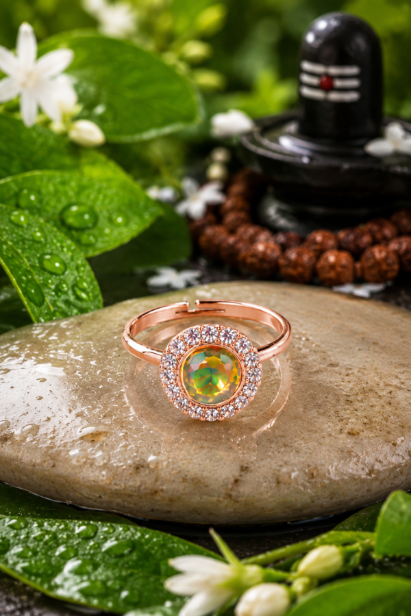 Green Stone Ring for Women Green stone ring for women with sparkling round border