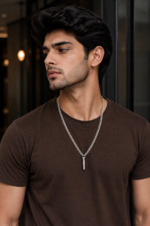 Silver Finish Bullet Locket with Chain Silver finish bullet locket with chain