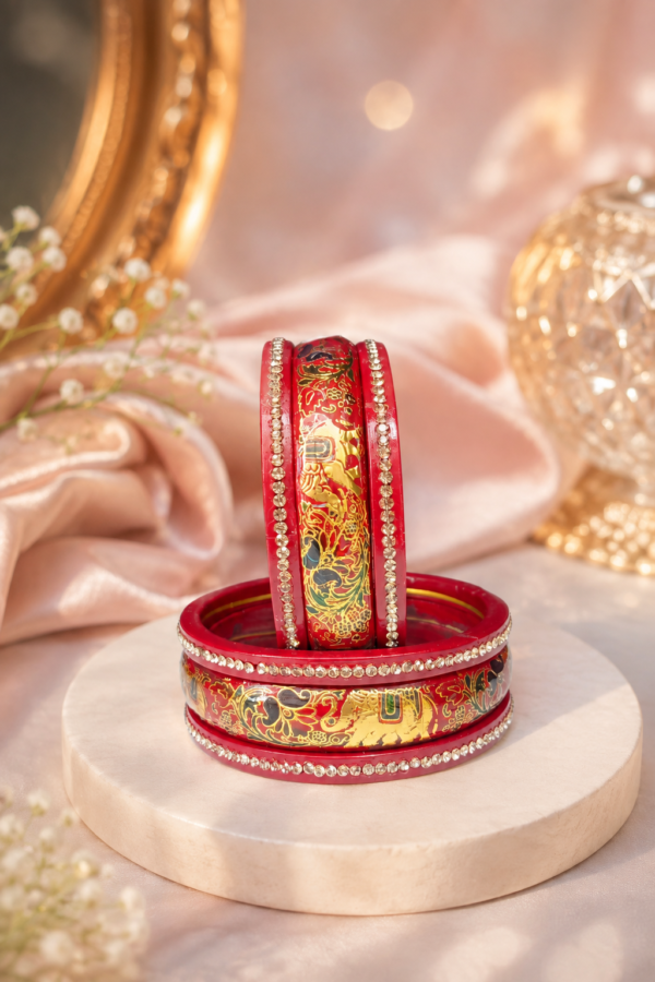 Designer Maroon Bangles Designer maroon bangles with traditional motifs and embellished borders