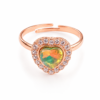 Rose Gold Tone Green Heart Ring Rose gold tone heart ring with green centre for women