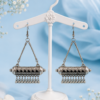Oxidized Silver Tone Statement Drop Earrings Oxidized silver tone statement drop earrings with black detailing