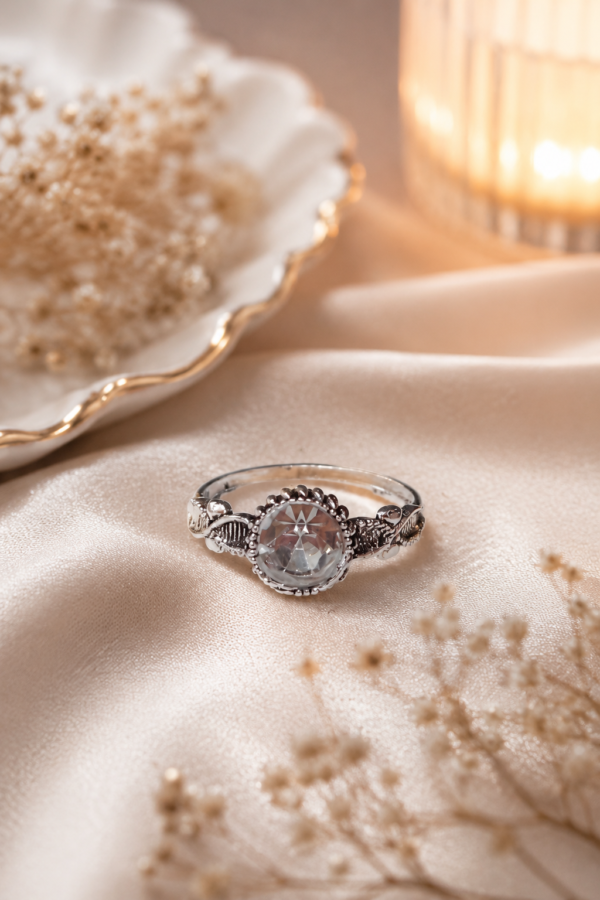 Clear Stone Statement Ring Clear stone statement ring with silver tone decorative band