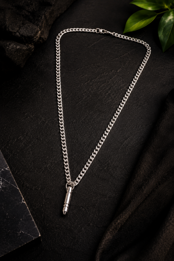 Men's Silver Bullet Pendant Necklace Men's silver bullet pendant necklace with chain