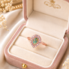 Teardrop Green Centre Ring Teardrop green centre ring with detailed clear stone-like border