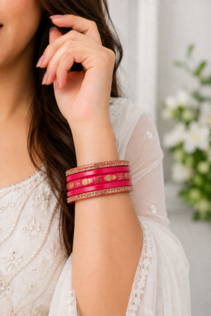 Pink ethnic fashion bangles set for festive Indian outfits