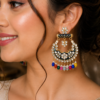 Black Floral Chandbali Earrings with Colourful Beads Black floral chandbali earrings with multicolour beads