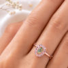 Green Stone Rose Gold Finish Ring Green stone rose gold finish ring with teardrop centre design