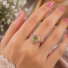 Round Green Stone Ring with Sparkling Border Round green ring with clear sparkling decorative details