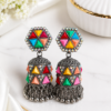 Traditional Multicolour Bell Jhumka Earrings Traditional multicolour bell-shaped jhumka earrings with dangling details
