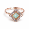 Mint Green Stone Square Ring Mint green stone ring with square centre and clear decorative border