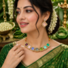 Multicolor Necklace Set with Earrings Multicolor necklace set with matching earrings in pink green blue and purple tones