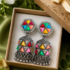 Colourful Oxidised Jhumka Earrings Colourful oxidised jhumka earrings with red green yellow and blue details