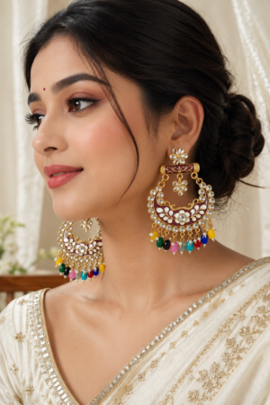 Multicolour Chandbali Earrings for Women Multicolour chandbali earrings for women with floral detailing