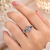Silver Tone Designer Ring with Clear Stone Designer silver tone ring with clear centre and leaf detailing
