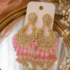 Designer Gold Tone Chandbali Earrings Designer gold tone chandbali earrings for women with pink beads