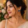 Blue Lotus Jhumka Earrings for Women Blue lotus earrings with long hanging chains and jhumkas