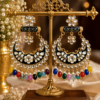 Multicolour Floral Ethnic Chandbali Earrings Multicolour ethnic earrings with floral chandbali design