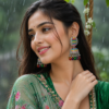 Multicolour jhumka earrings for women with silver tone design