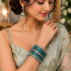 Traditional Turquoise Lac Bangles Traditional turquoise lac bangles with multicolour border design