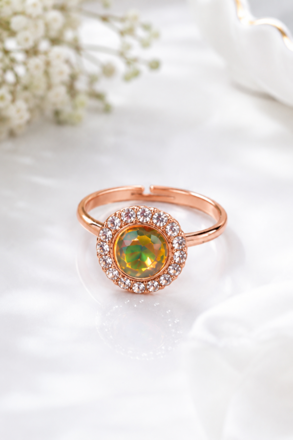 Rose Gold Tone Green Stone Ring Rose gold tone green stone ring for women