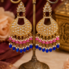Gold-tone Multicolor Jhumka Earrings with decorative stone accents
