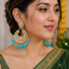 Gold-tone Turquoise Earrings for Women with crescent design