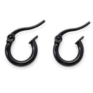 Black hoop earrings for men with circular design
