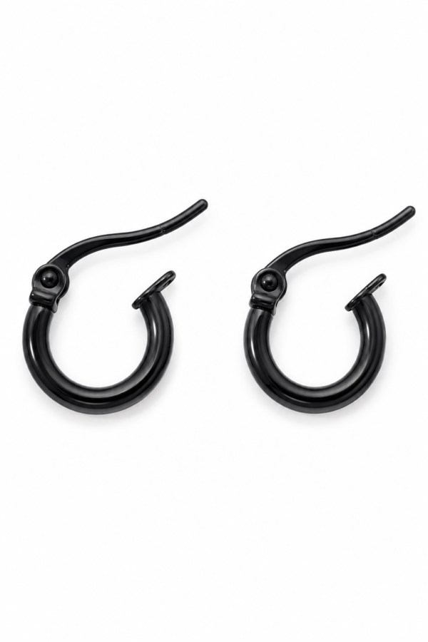 Black Hoop Earrings for Men Black hoop earrings for men with circular design
