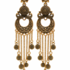 Gold tone long beaded earrings with cascading chains