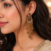 Traditional gold tone earrings with multiple hanging beads