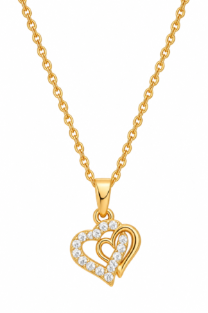 Heart pendant necklace with double heart design and sparkling details