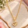 Double Heart Pendant with Sparkling Details Double heart pendant with clear sparkling decorative accents
