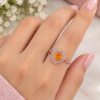 Orange Heart-Shaped Ring with Clear Sparkling Details Orange heart-shaped centre ring with clear sparkling stones