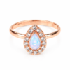 Teardrop Stone Ring with Blue Pink Centre Teardrop stone ring with blue pink centre and clear stone halo