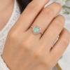Multicolour Heart Centre Ring Close-up of heart shaped stone ring with iridescent-looking centre