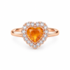 Orange Heart Ring with Sparkling Halo Orange heart ring with sparkling halo and rose-gold-tone band